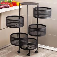 Kitchen Vegetable Rack Round Movable Multi-layer Rotating Vegetable Basket Storage Rack Household Sundries